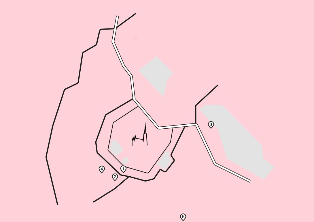 abstrahierter Stadtplan von Wien, Standorte der Akademie markiert